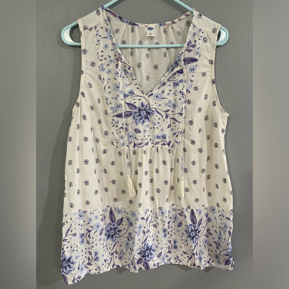 Old Navy Cream Blouse Relaxed Fit